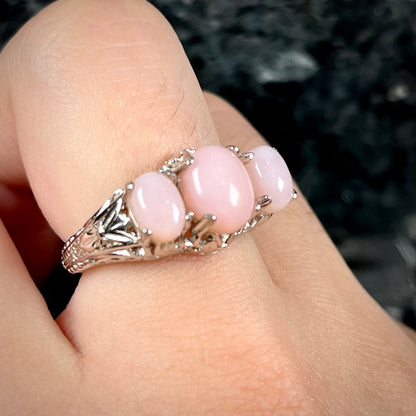 Polly ~ Sterling Silver Pink Peruvian Opal Ring