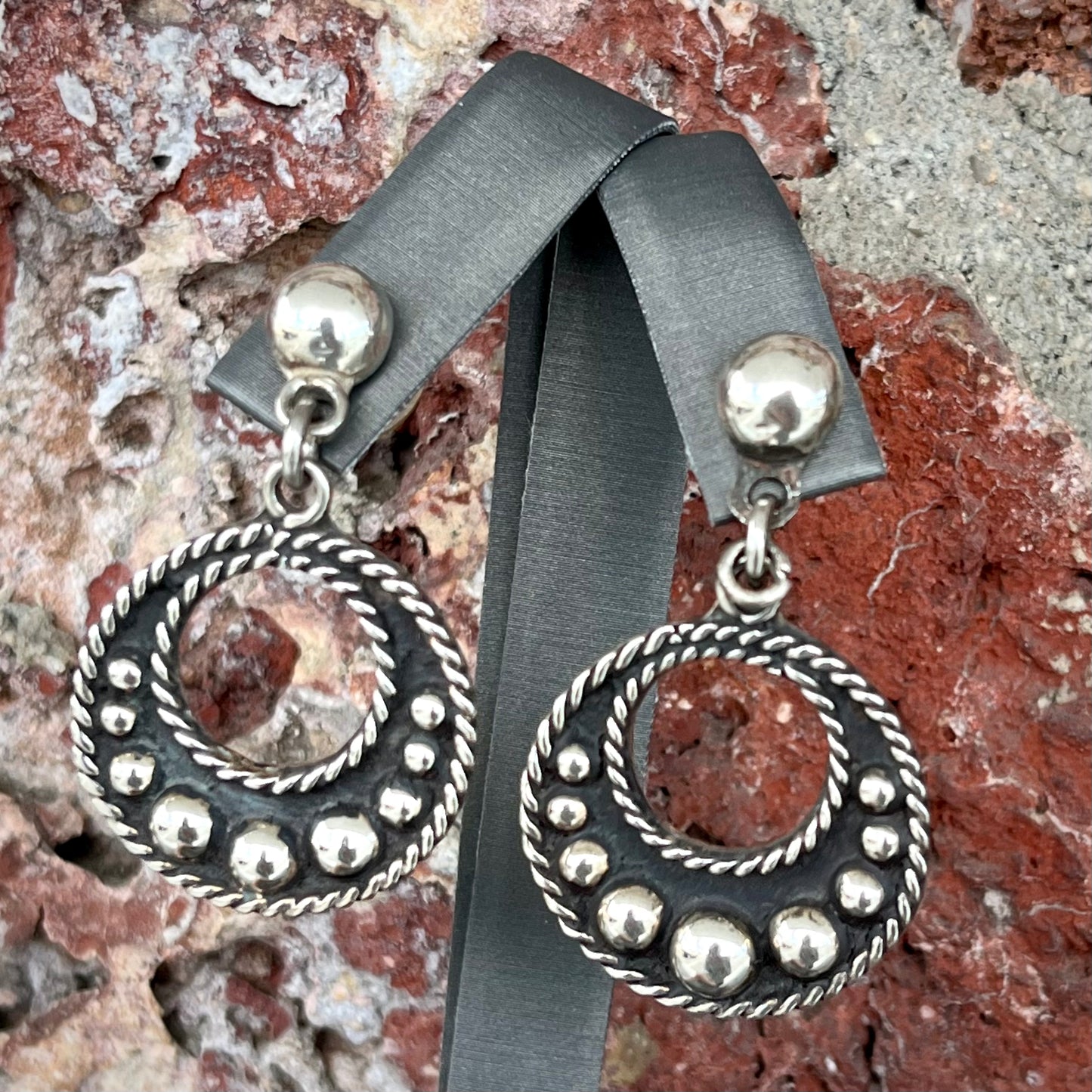 Dangle Hoop Earrings | Sterling Silver