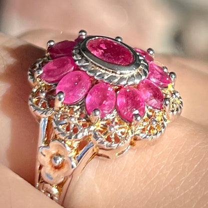 Filigree Scalloped Edge Ruby Ring | Sterling Silver