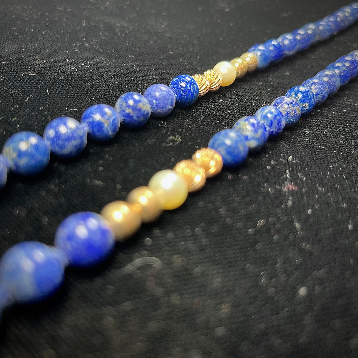 Lapis Lazuli Bead Necklace | 14kt | Estate