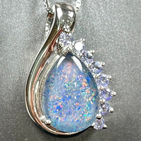 Terrance "The Triplet" ~ Sterling Silver Black Opal Triplet Necklace
