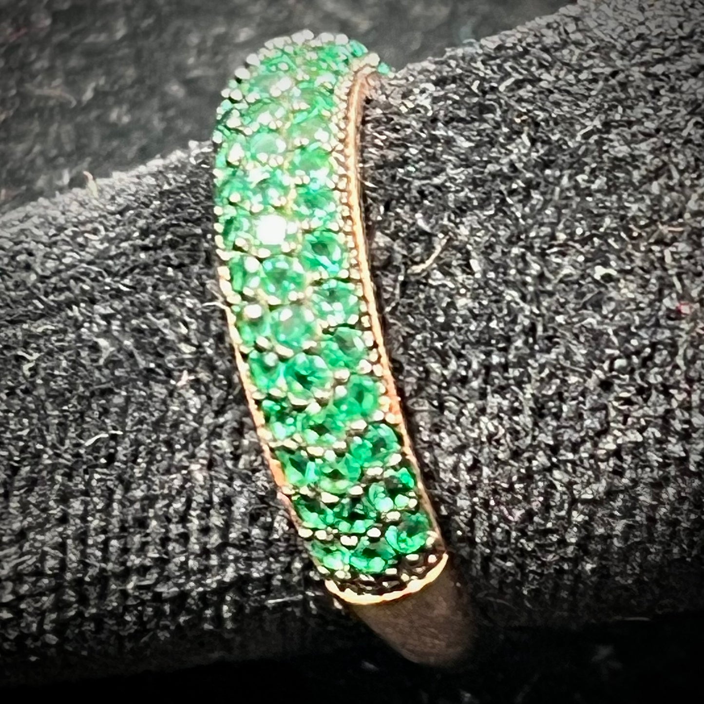 Synthetic Green Gemstone Band | Sterling Silver