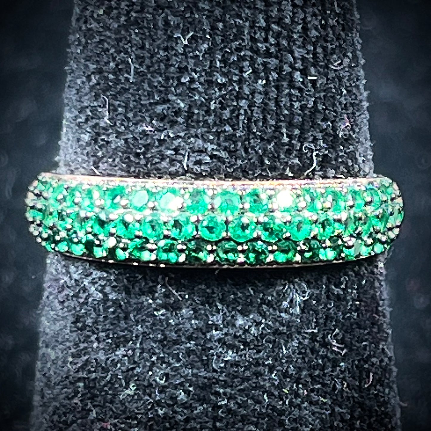 Synthetic Green Gemstone Band | Sterling Silver