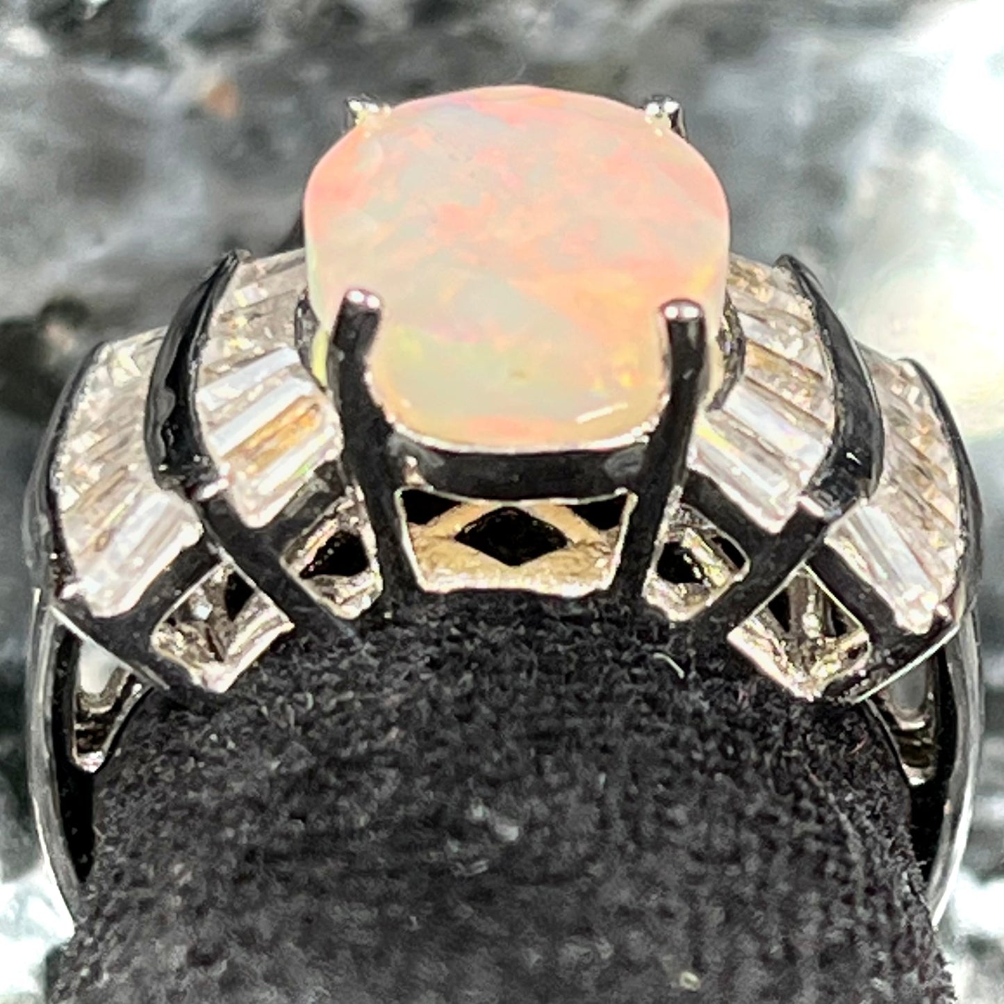Jenny | Sterling Silver Faceted Ethiopian Fire Opal Ring