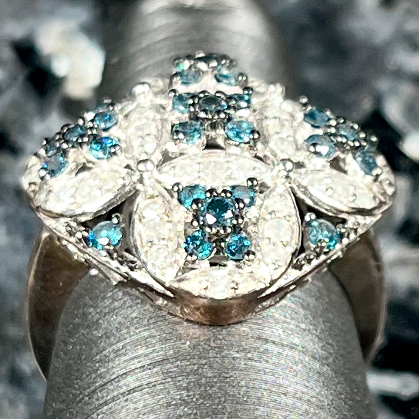 Diamond Quatrefoil Ring Sterling Silver Burton s Gems and Opals