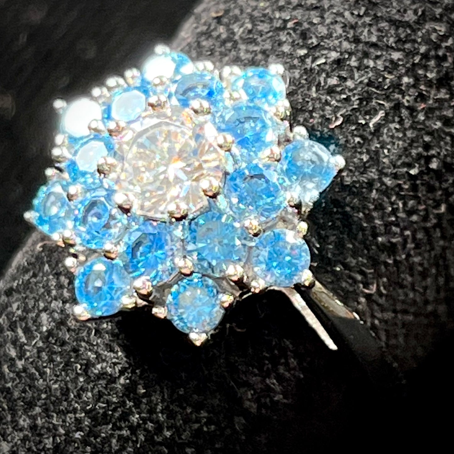 Apatite and Cubic Zirconia Ring | Sterling Silver