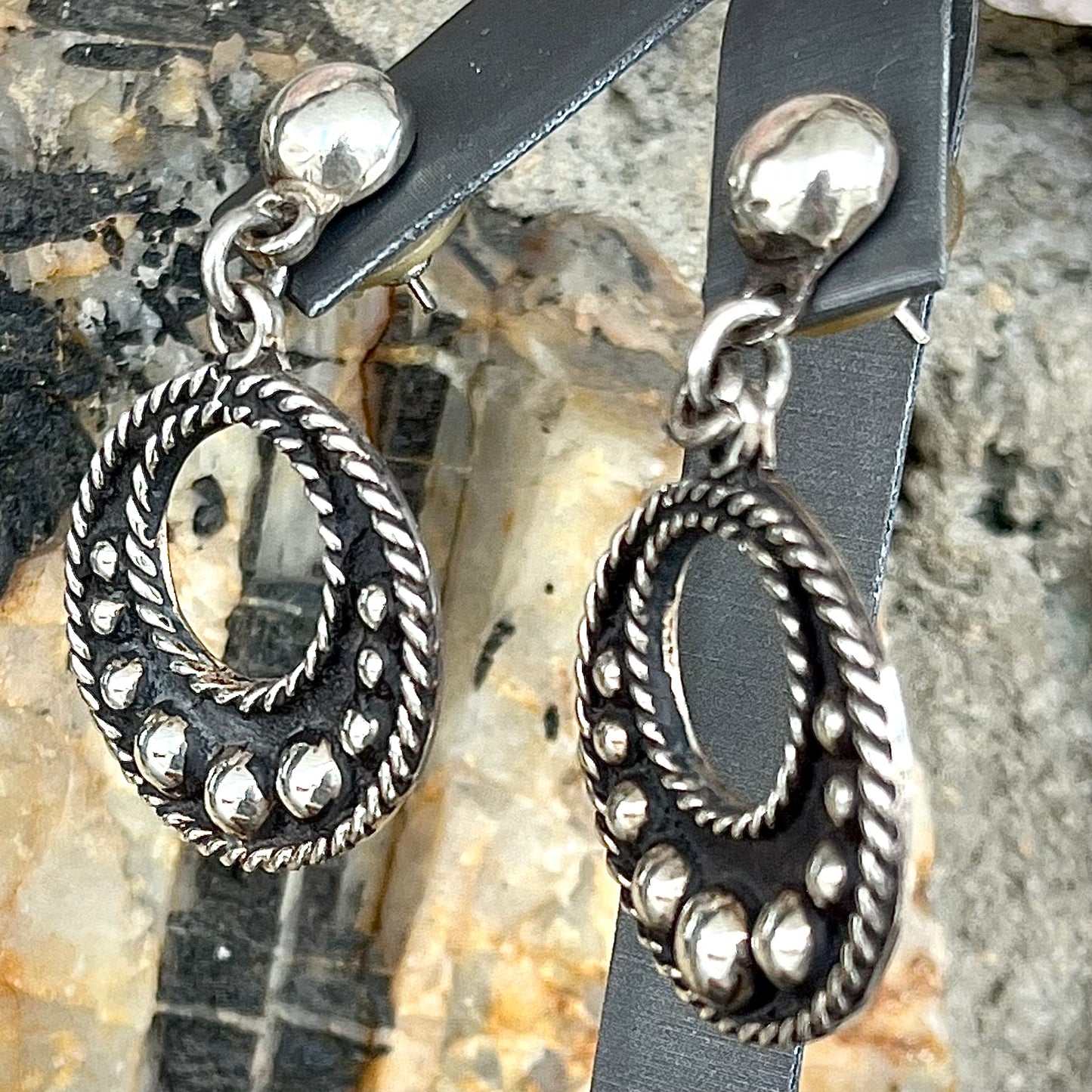 Dangle Hoop Earrings | Sterling Silver