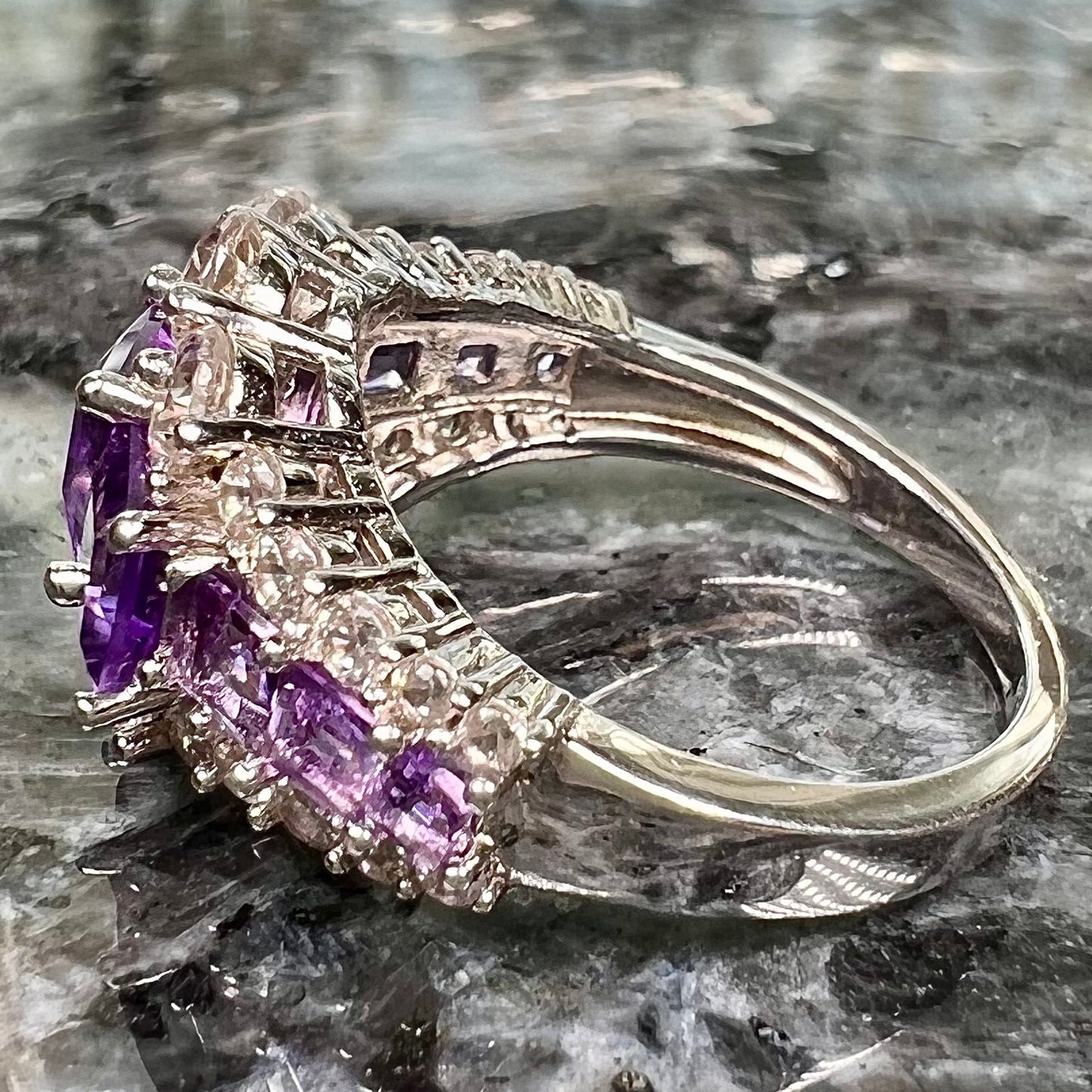 Amethyst & CZ Ring | Sterling Silver