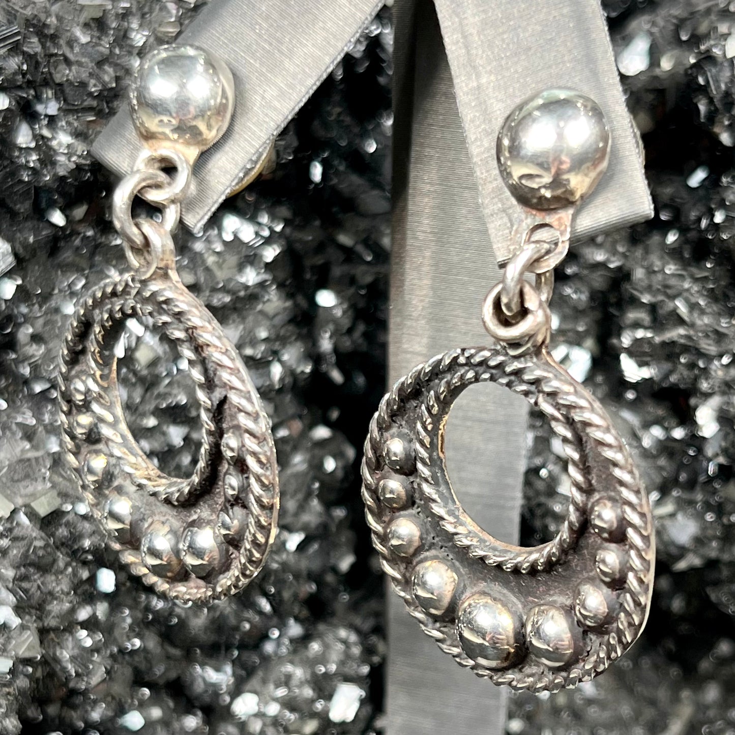 Dangle Hoop Earrings | Sterling Silver