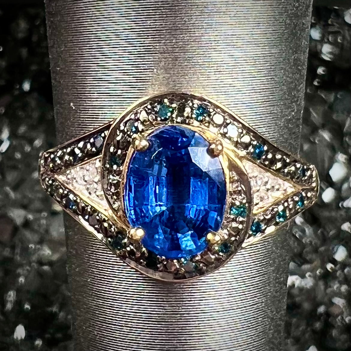 Blue Topaz Engagement Ring With Diamond Halo | Jewelry by Johan - Jewelry  by Johan