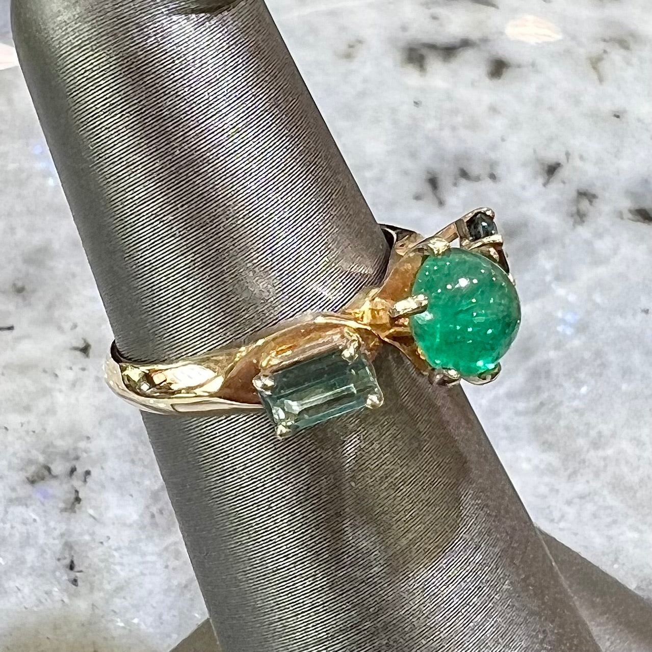 Emerald & Blue Tourmaline Ring | 14kt