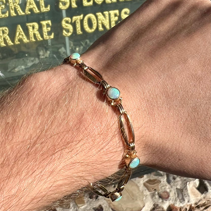7.5" Crystal Opal Tennis Bracelet | 10kt | Estate