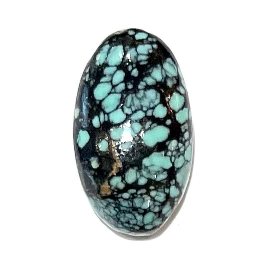 A black spiderweb turquoise stone from Nevada.