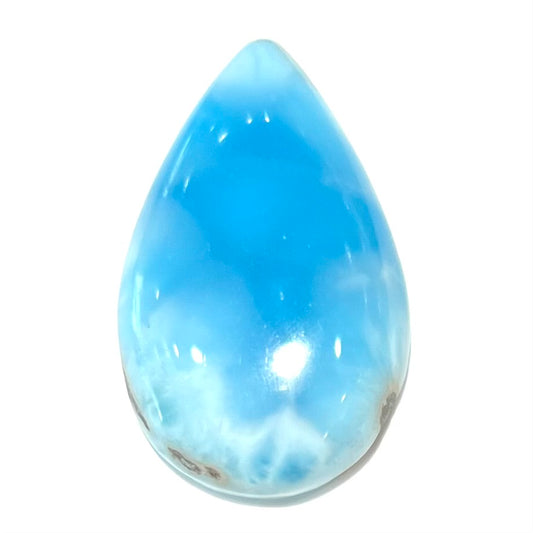 A loose, pear shaped larimar cabochon from Dominican Republic.  The stone is AAA+ grade.