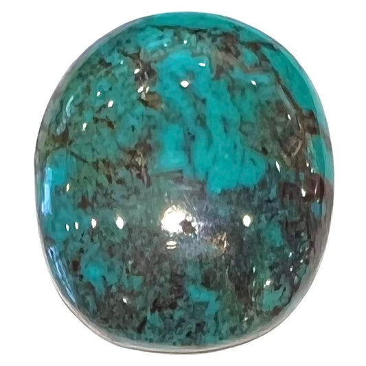 An oval cabochon cut turquoise from the Royston Mine in Nevada.
