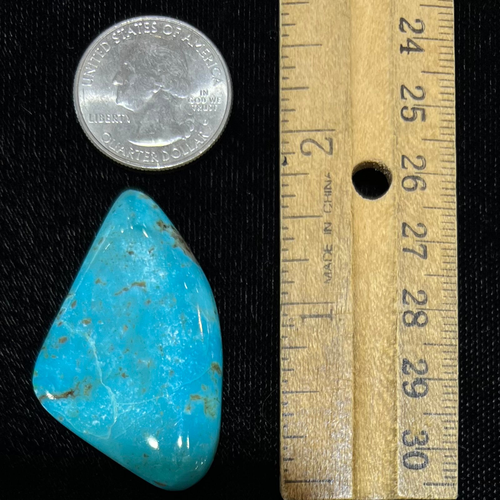 One loose blue turquoise stone from Pilot Mountain, Nevada.