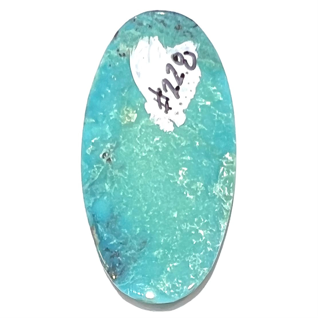 One loose oval cut blue turquoise stone from Bisbee, Arizona.