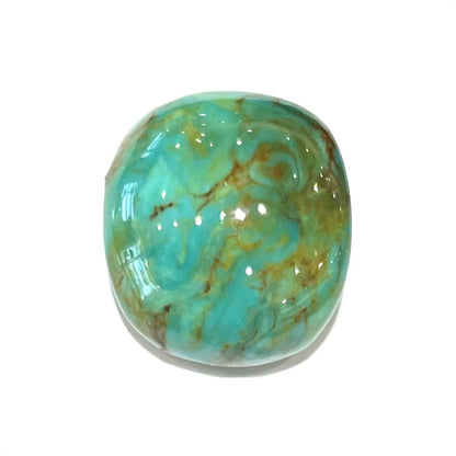 A loose, polished turquoise cabochon from Manassa, Colorado.