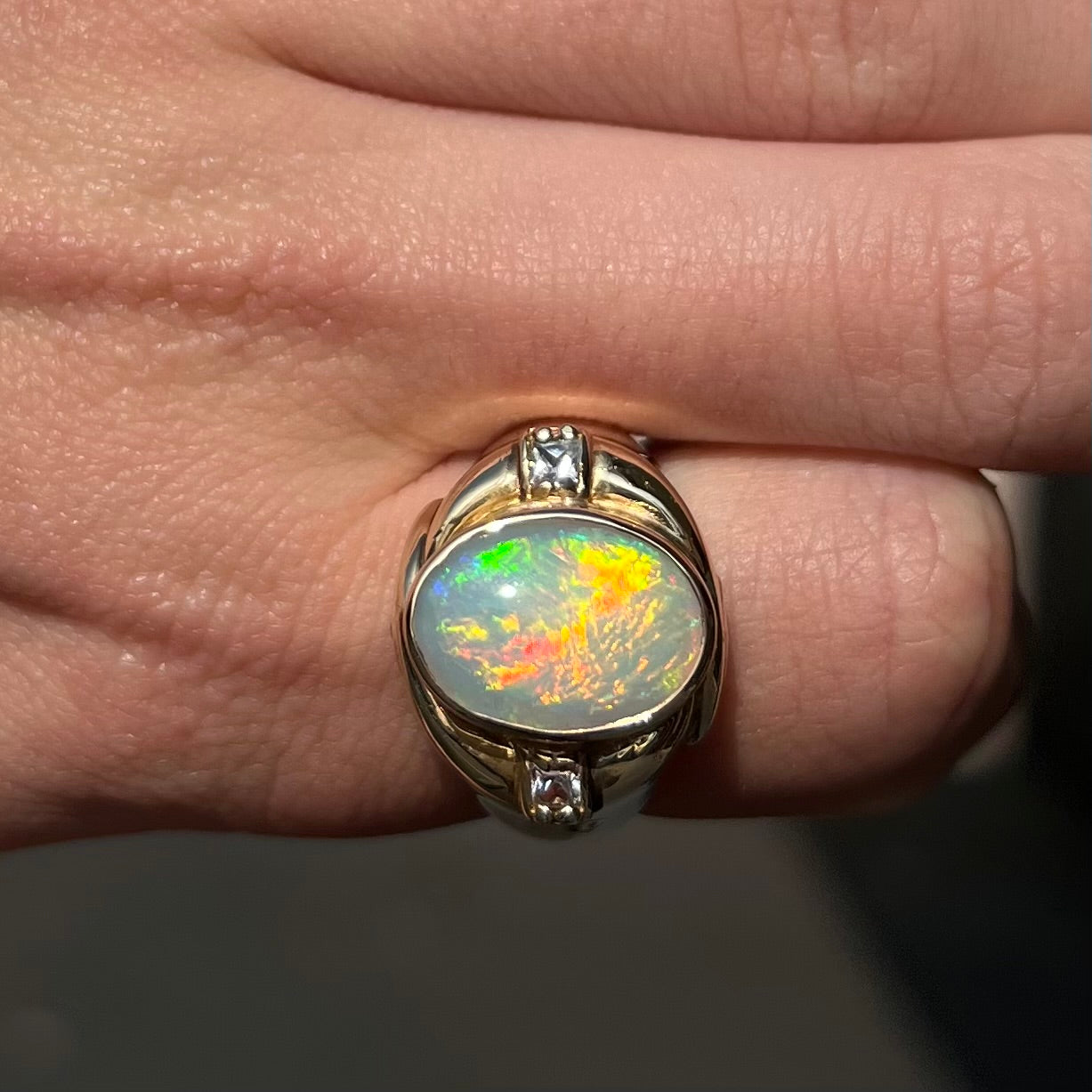 Halo Opal Birthstone Diamond Ring | Gemstone Gold Rings | CaratLane