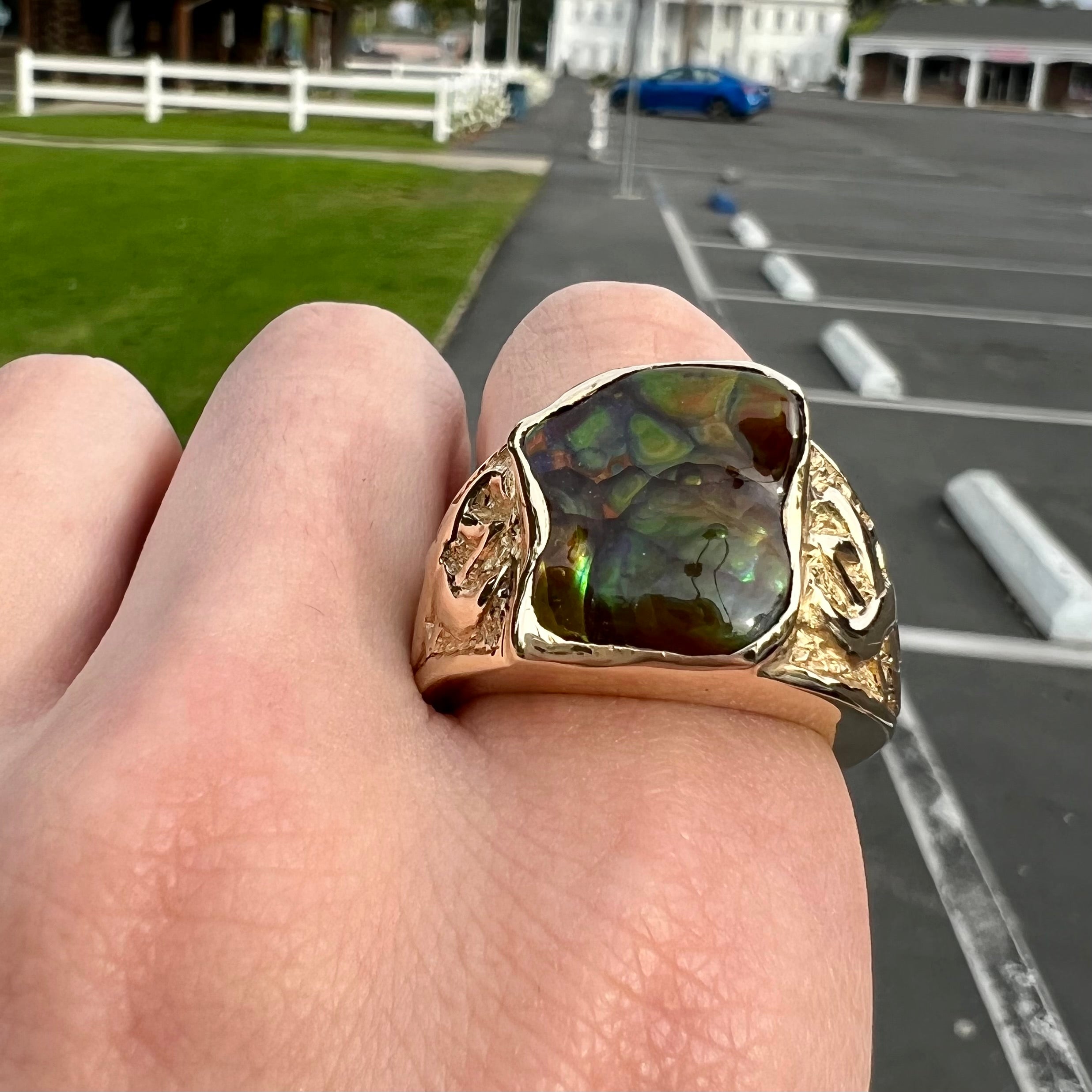 Custom Deer Creek Fire Agate Men s Ring Burton s Burton s Gems and Opals