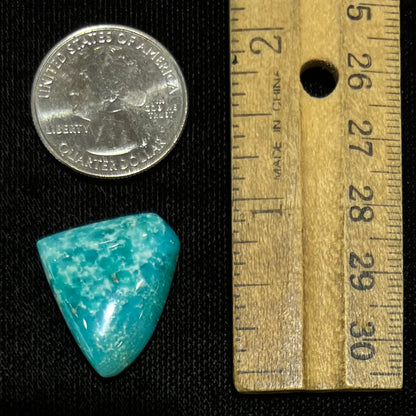 One loose triangular cut cabochon turquoise stone from Sonora, Mexico.