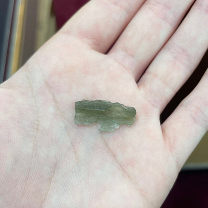 A natural moldavite glass crystal.