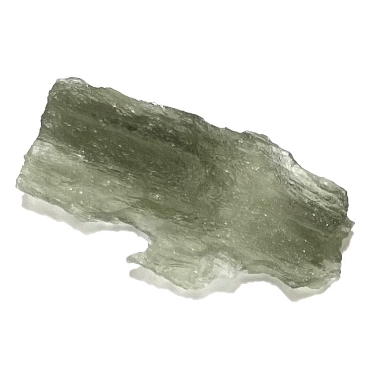 A natural moldavite glass crystal.