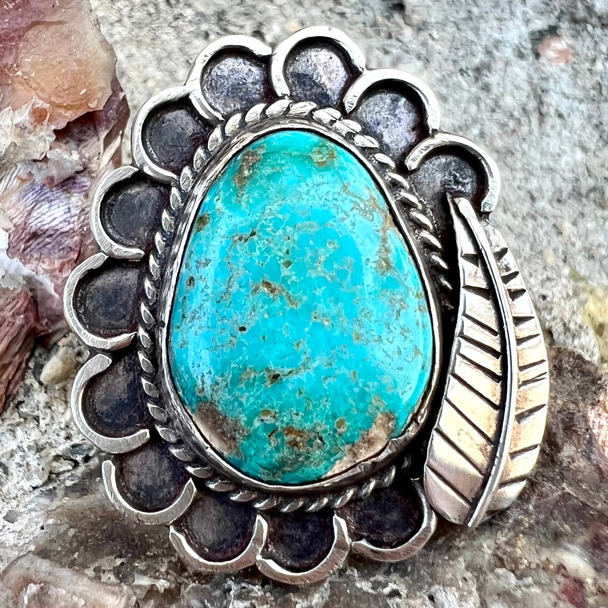 Turquoise ring size 6 long Navajo southwest sterling silver women | eBay