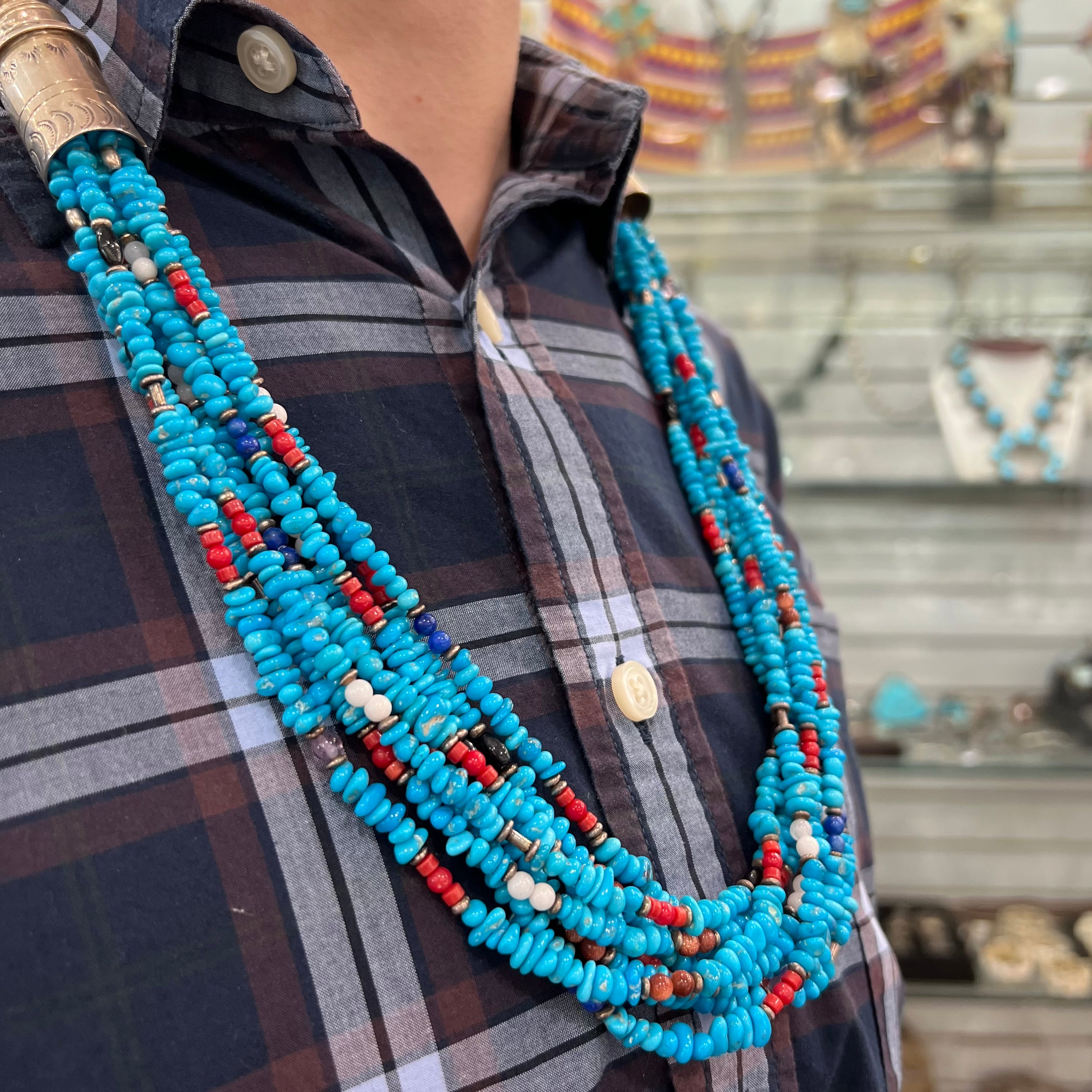 Mixed Navajo Bead + Turquoise Necklace | Karlas Jewelry & Gifts