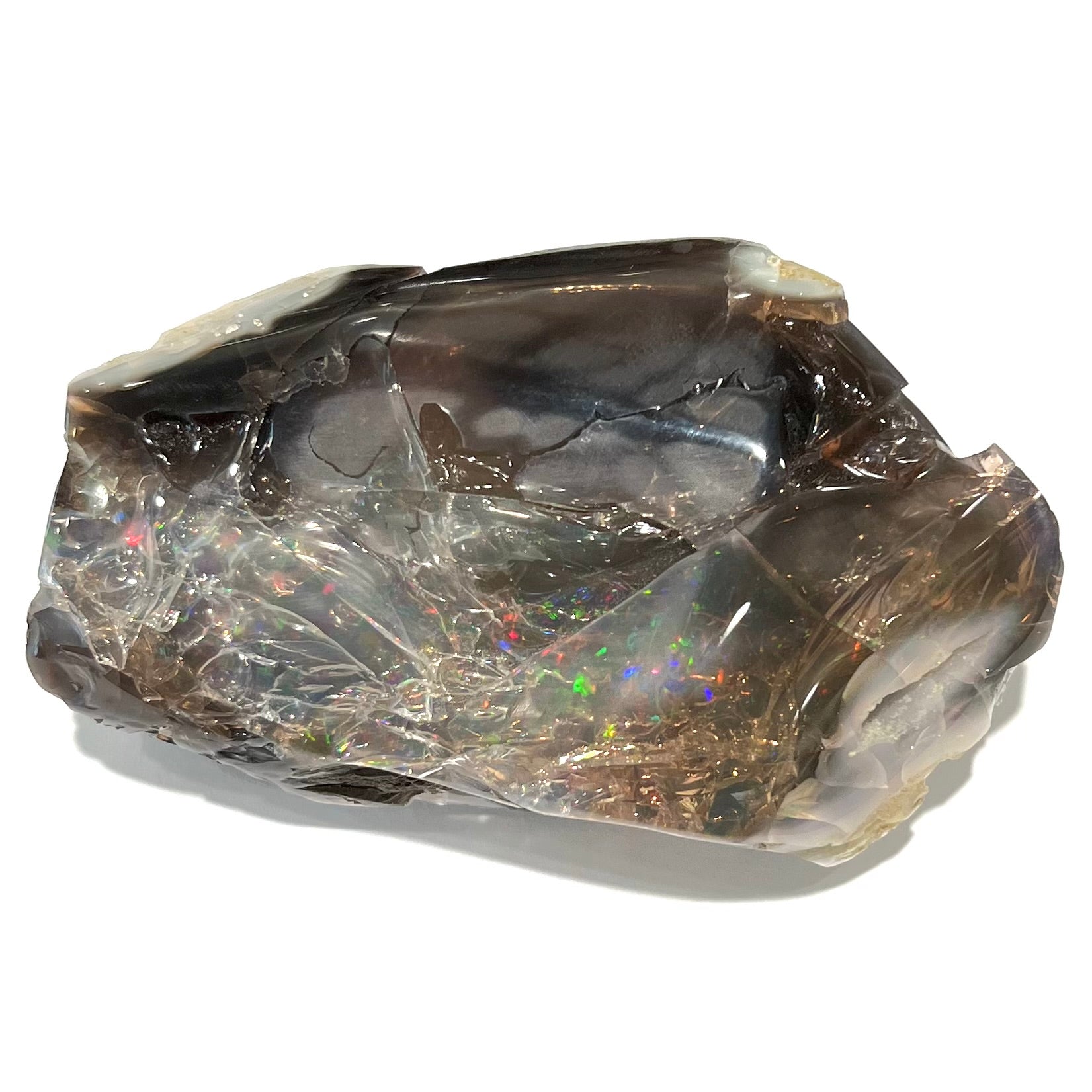A brown opal crystal specimen from Virgin Valley, Nevada.