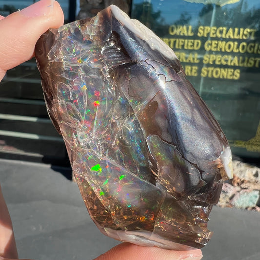 A brown opal crystal specimen from Virgin Valley, Nevada.