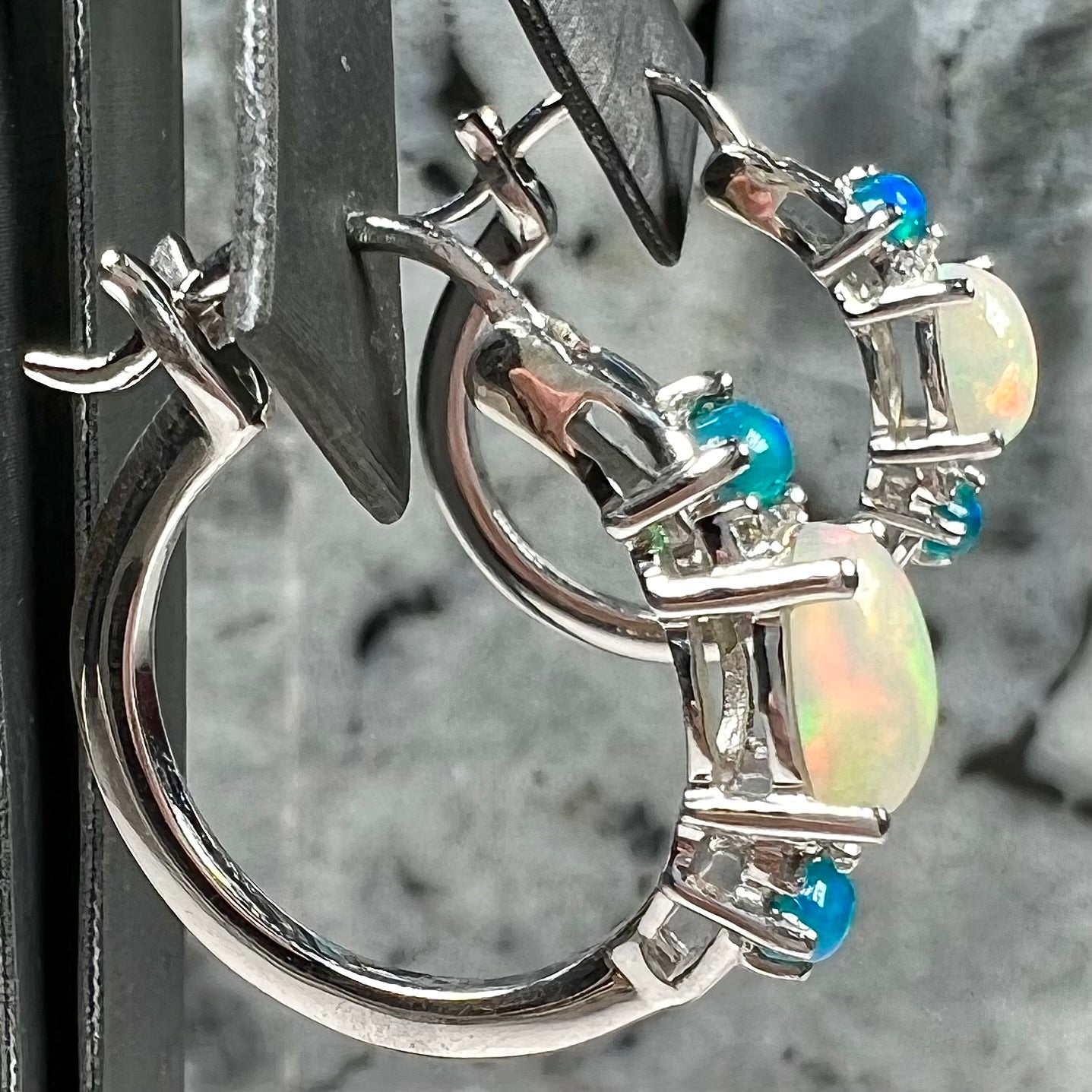 Sterling Silver Mystic Topaz, CZ and Hoop 3 Pair Earrings Set Sterling Silver Mystic Topaz, CZ and Hoop 3 Pair Earrings Set