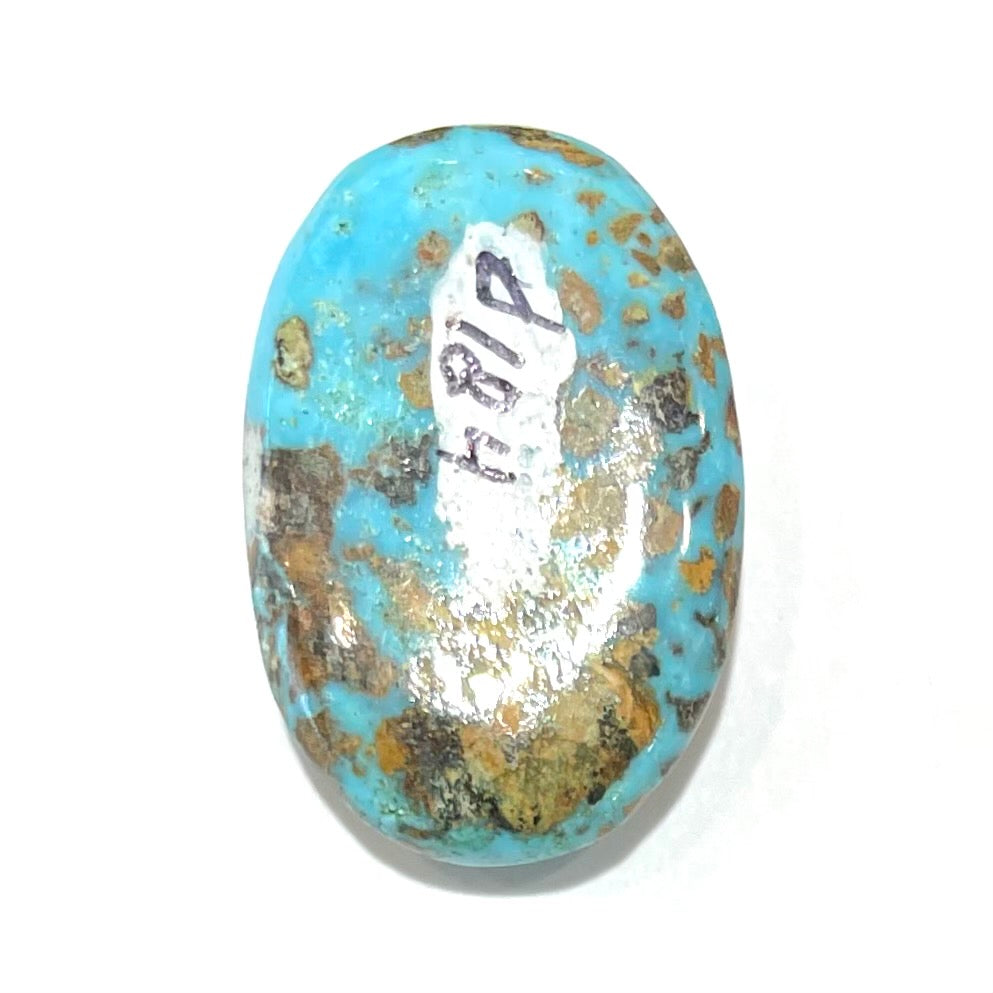 A loose, oval cabochon cut turquoise stone from Sonora, Mexicao.