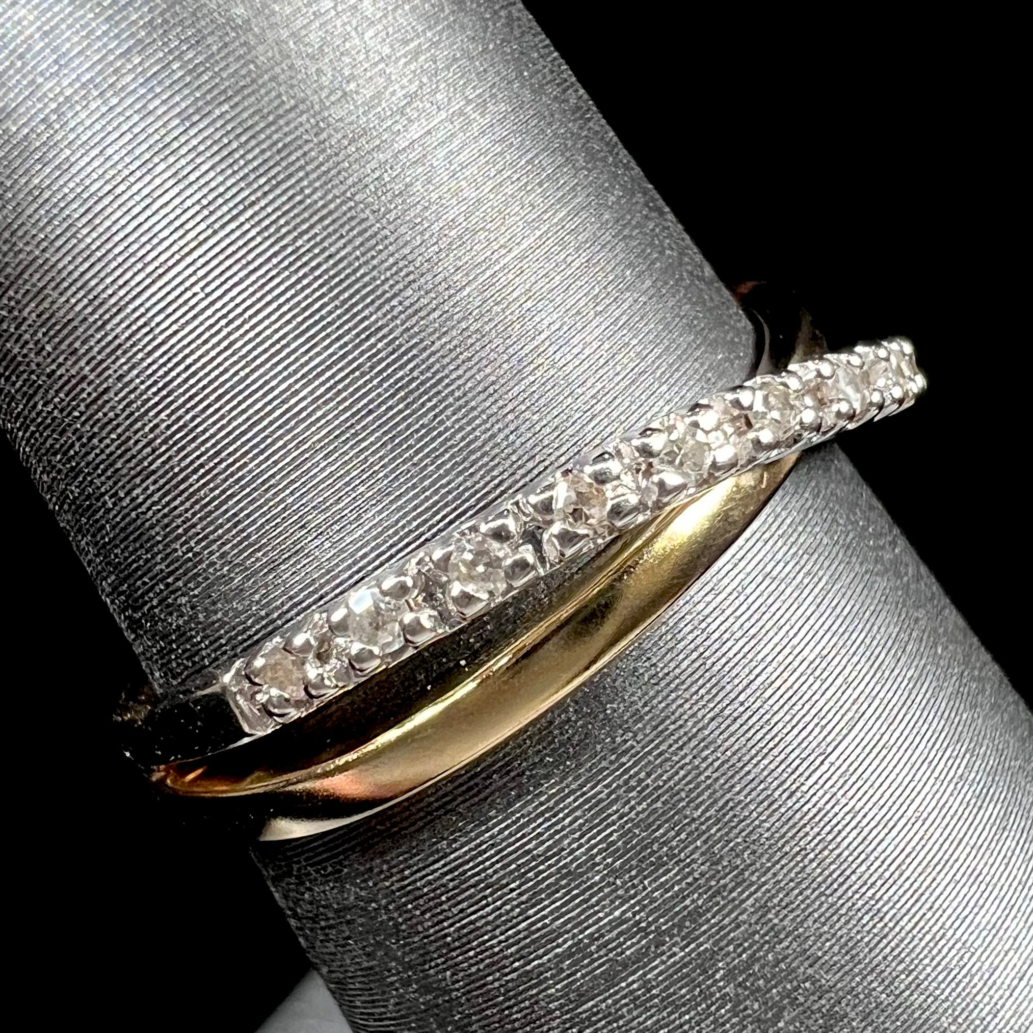 Two-Tone 14kt Gold Diamond Pave Twist Ring | Burton's – Burton's