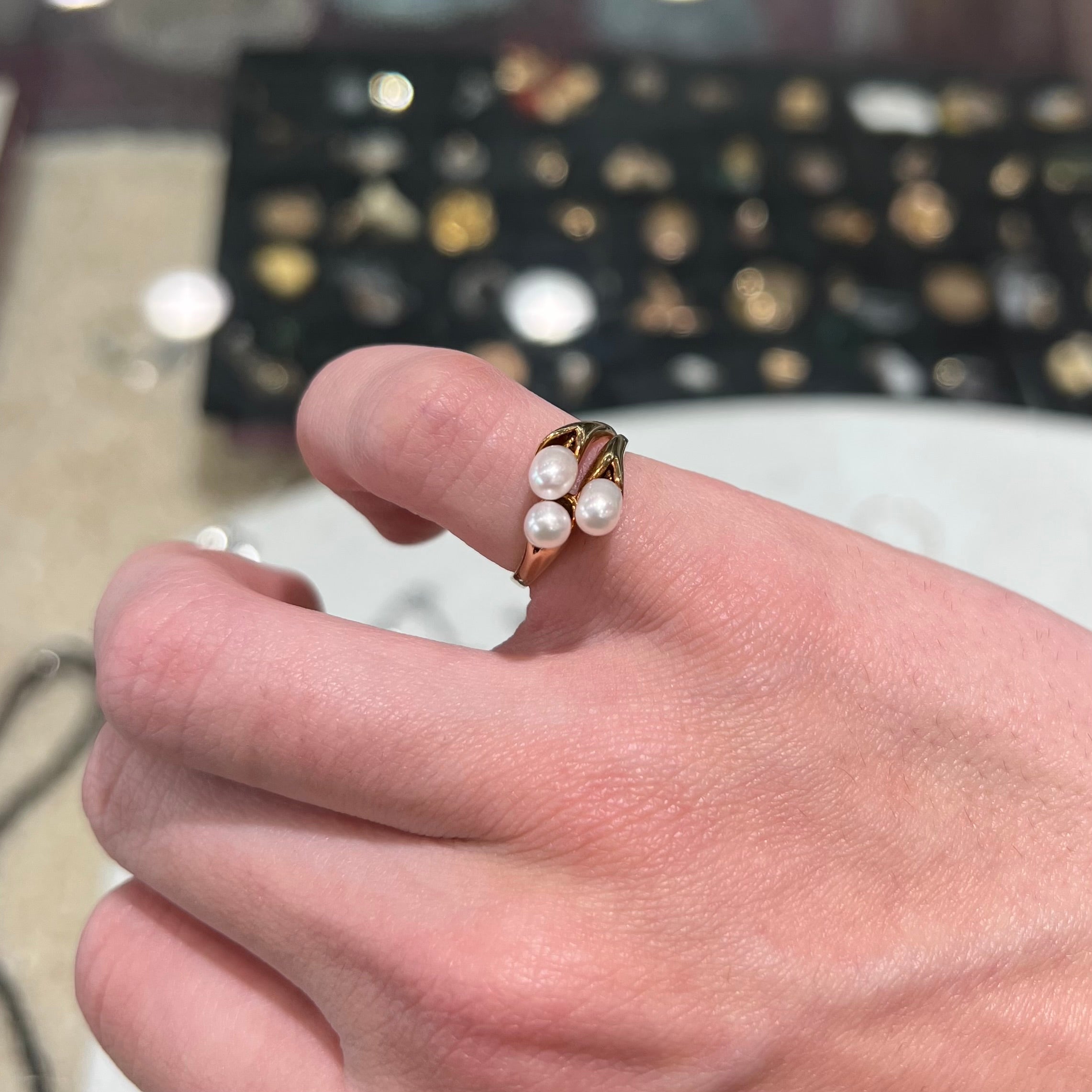 Dazzling Pearl Ring - Buy Original Hyderabad Peach Pearl Ring Online