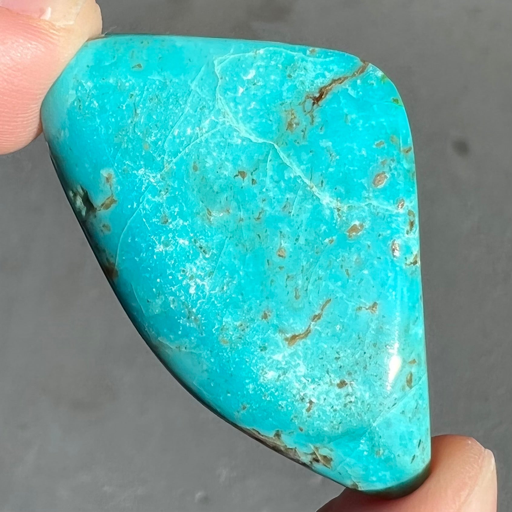 One loose blue turquoise stone from Pilot Mountain, Nevada.