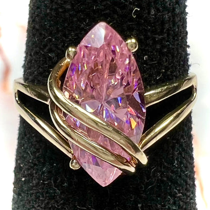 Pink Cubic Zirconia Ring  10kt Yellow Gold – Burton's Gems and Opals