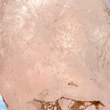 A rough, pink morganite crystal from the Stewart Mine in Pala, California.