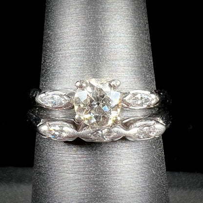 0.61ct Diamond Wedding Set | SI2 J | Platinum | Estate