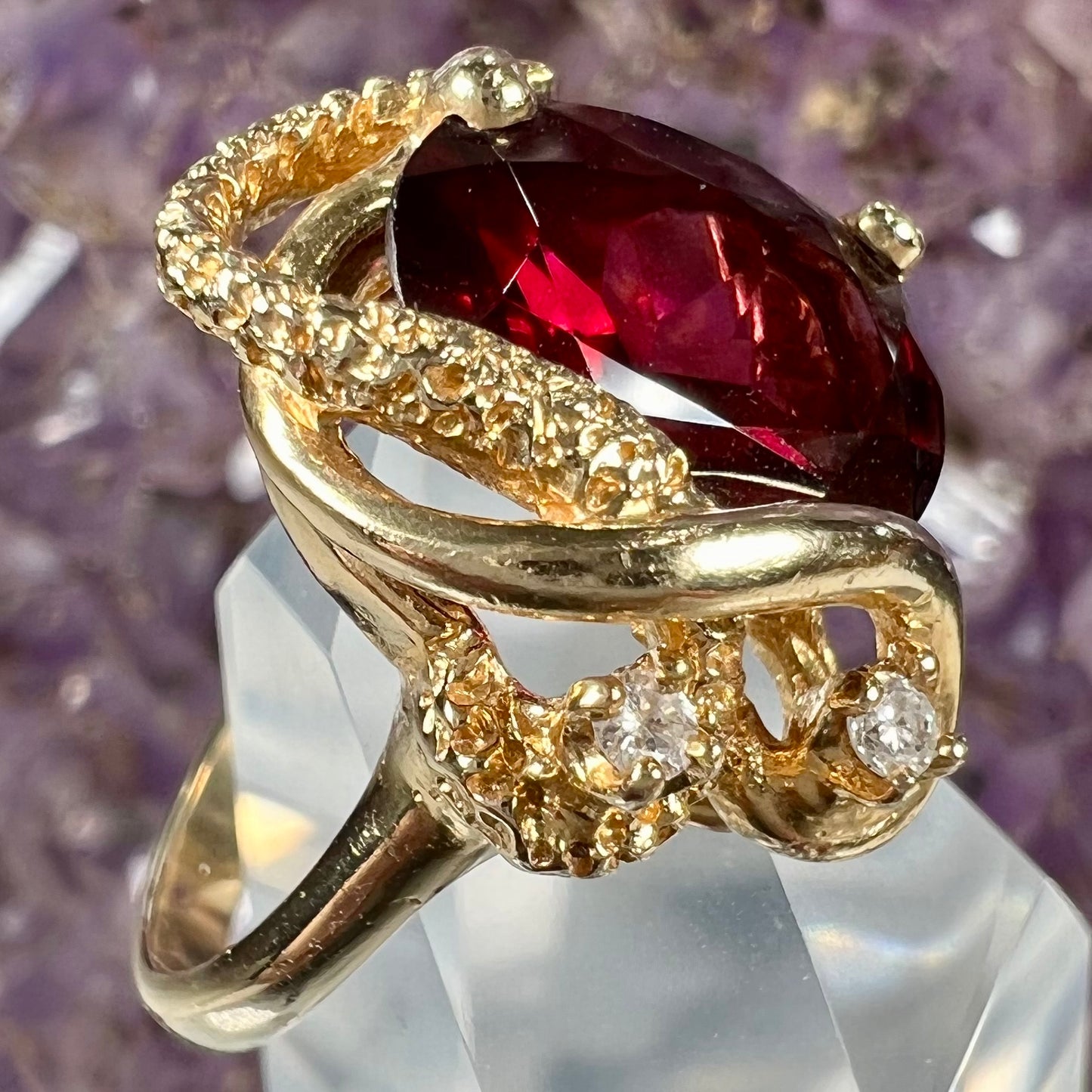Rhodolite Garnet & Diamond Ring | 14kt