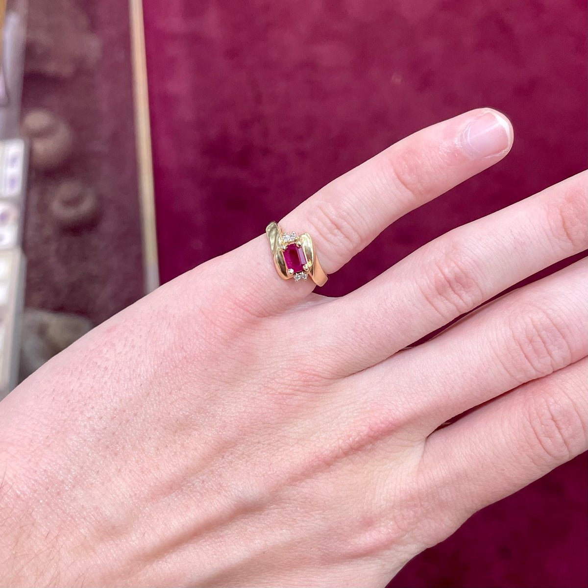 Ruby Step Ring Ruby And Diamond Ring