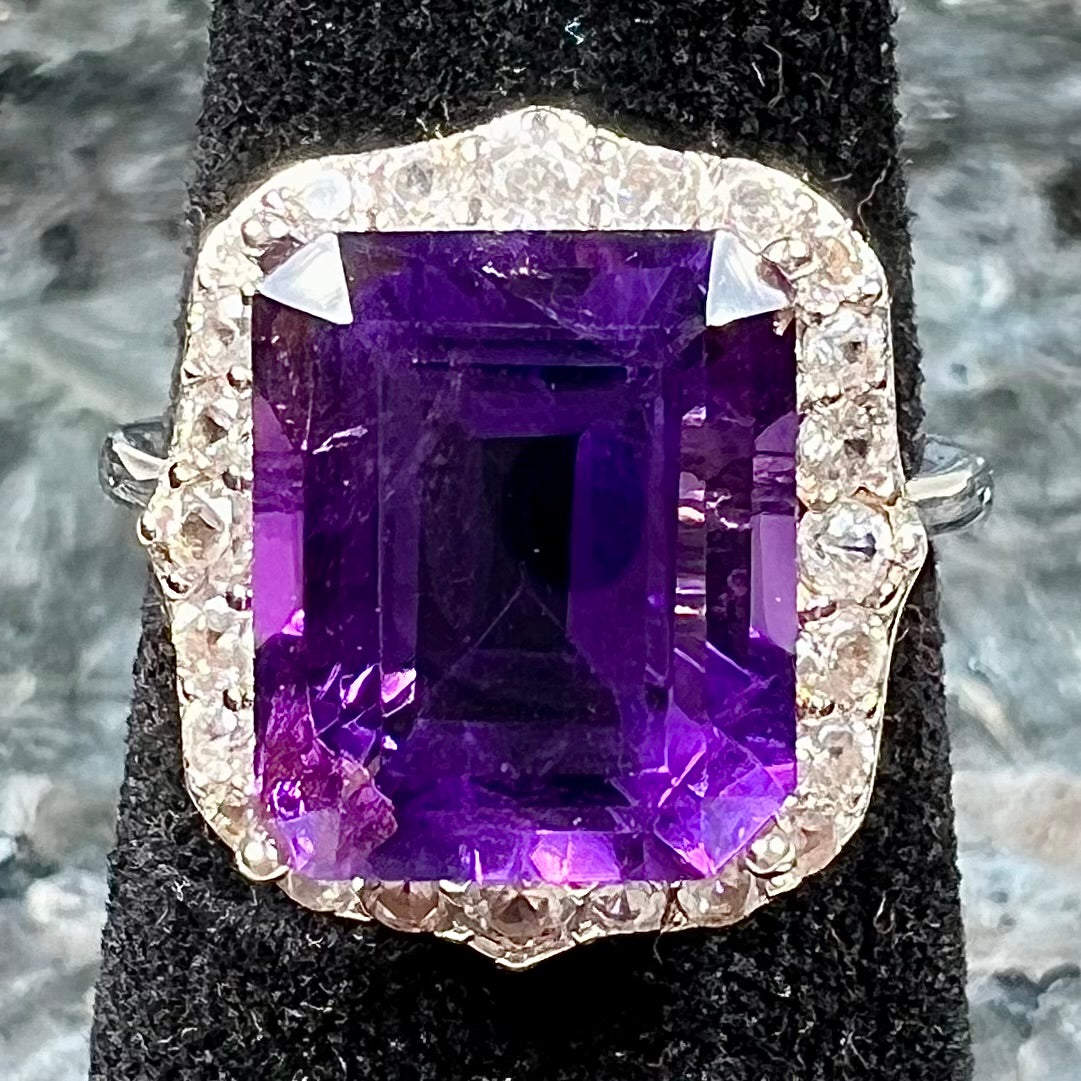 Amethyst & CZ Ring | Sterling Silver