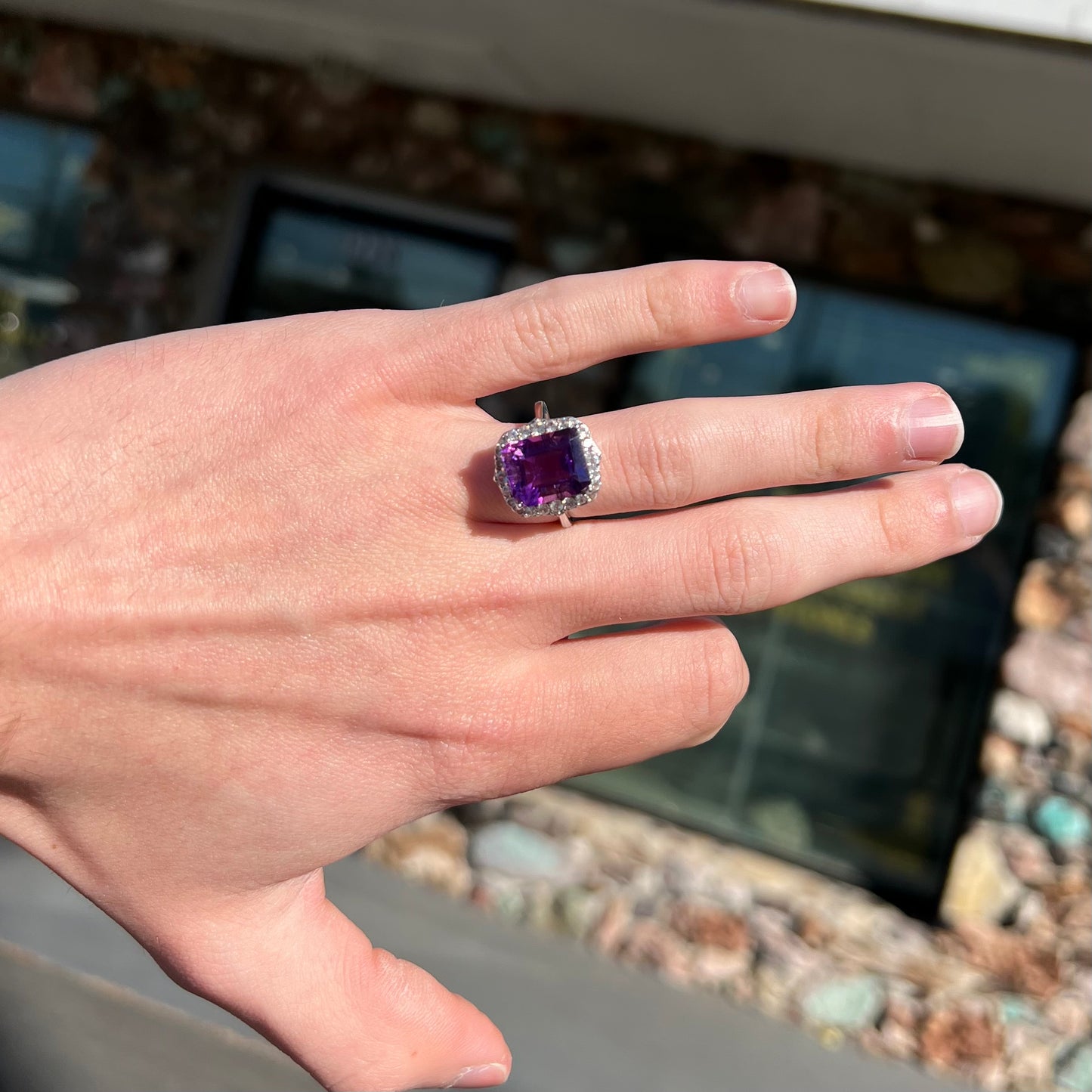 Amethyst & CZ Ring | Sterling Silver