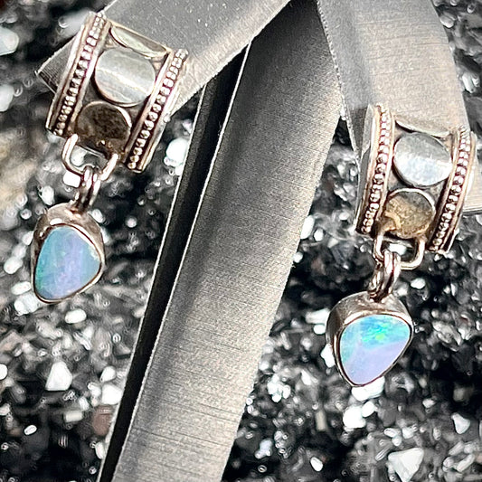 Kuzco and Pacha ~ Sterling Silver Semi-Black Opal Doublet Earrings
