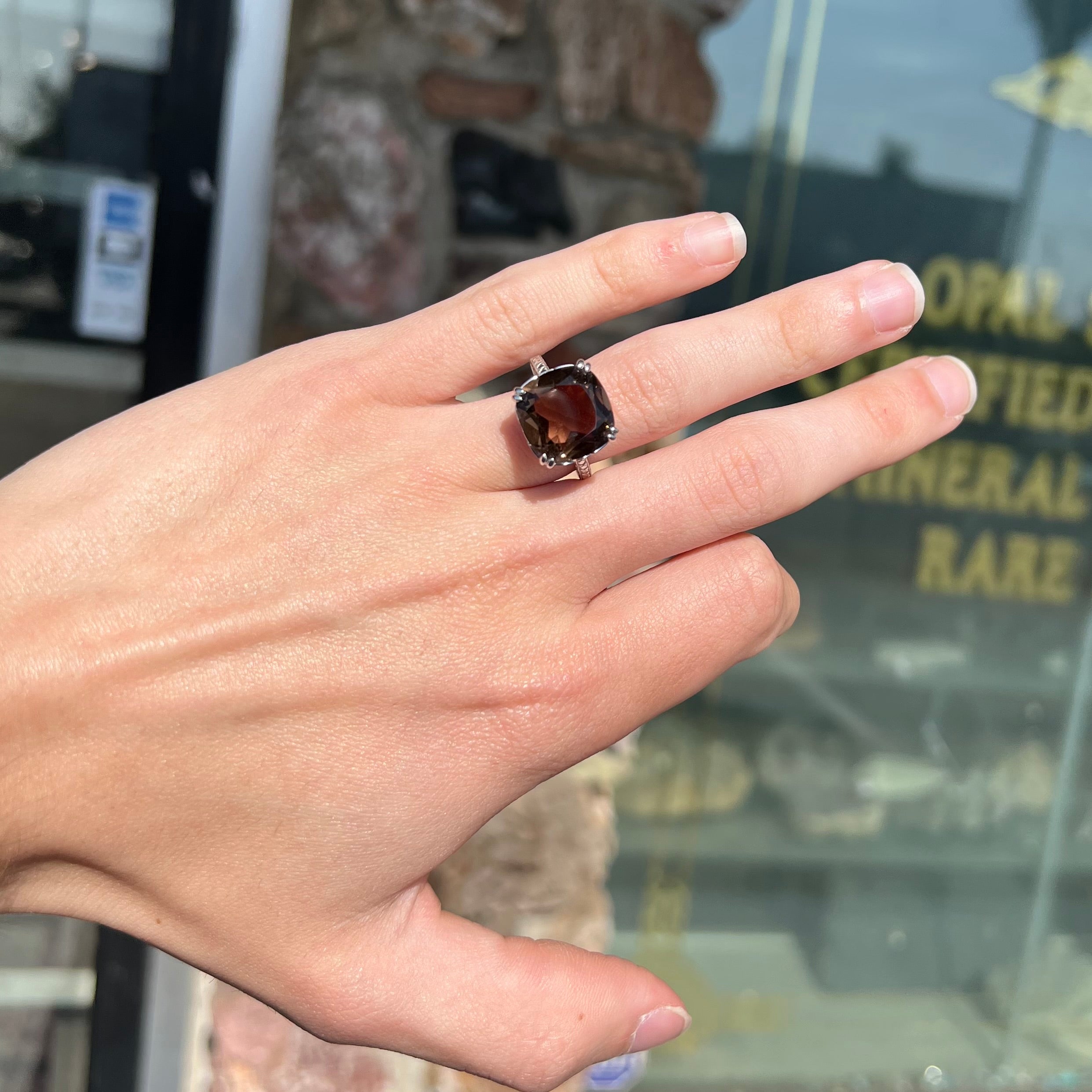 Sterling silver smoky quartz ring discount