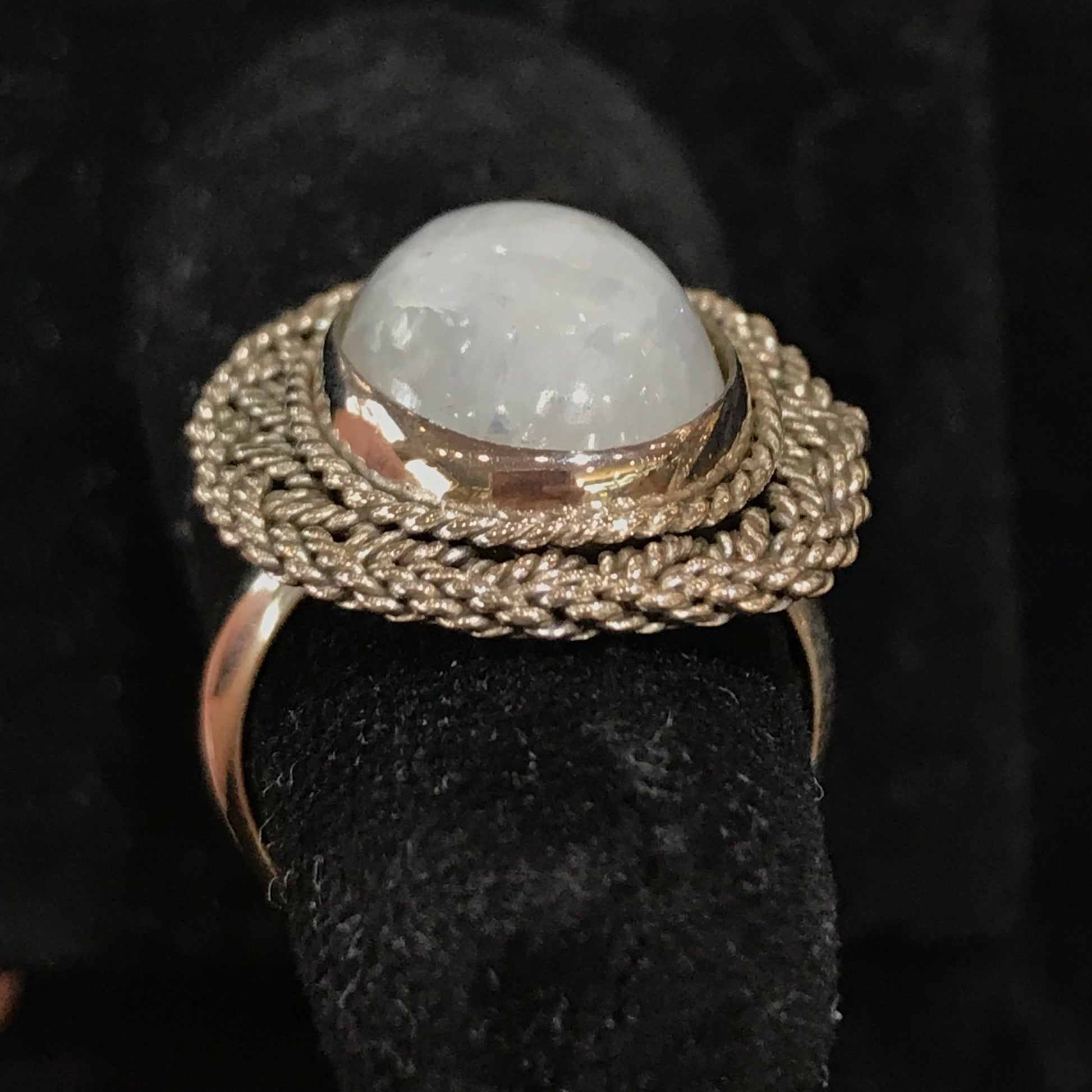 Natural Moonstone ring set in sterling silver.