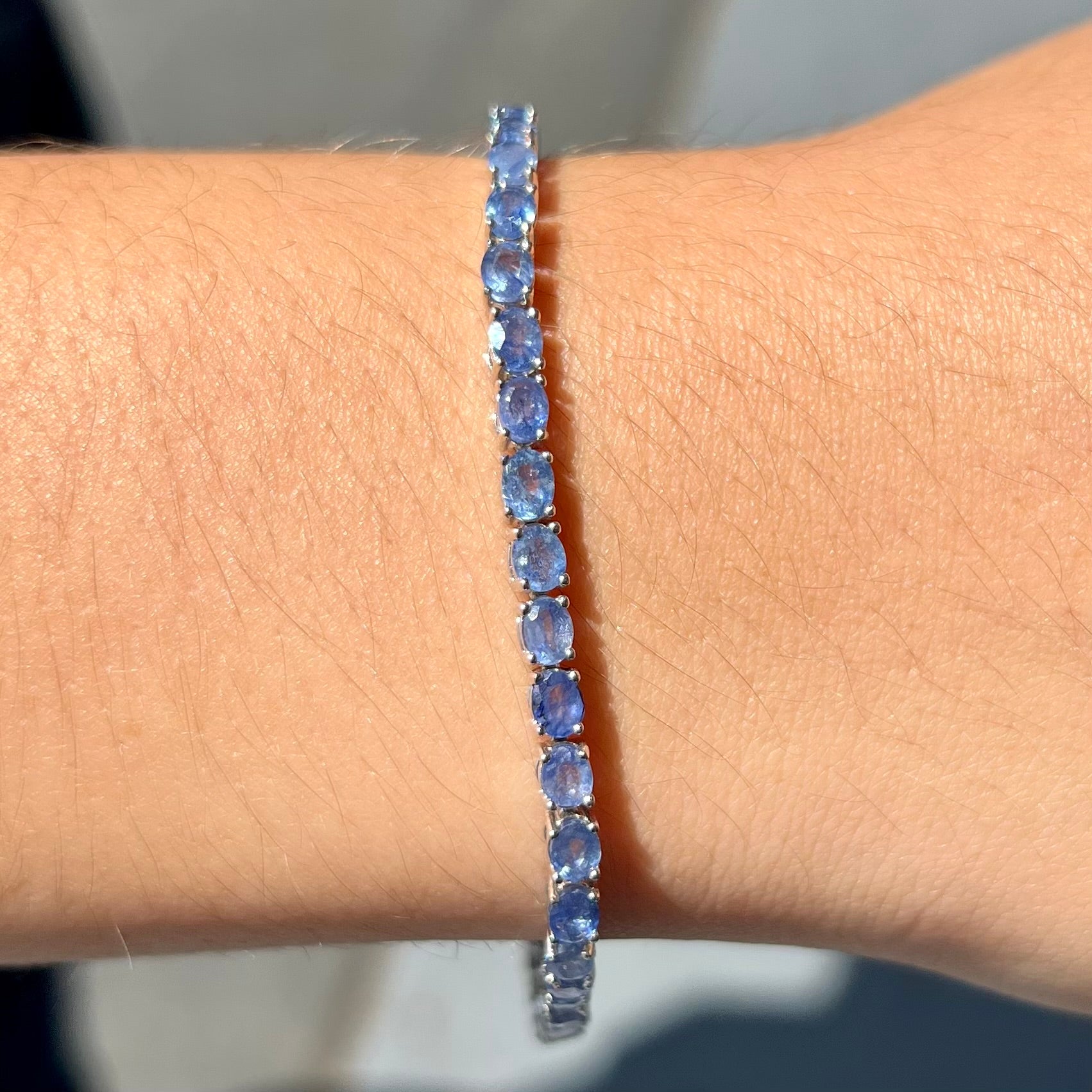 Natural Blue Sapphire Tennis Bracelet in Sterling Silver, Blue Sapphire  Bracelet, Gemstone Braacelet, September Birthstone, Gift for Her - Etsy