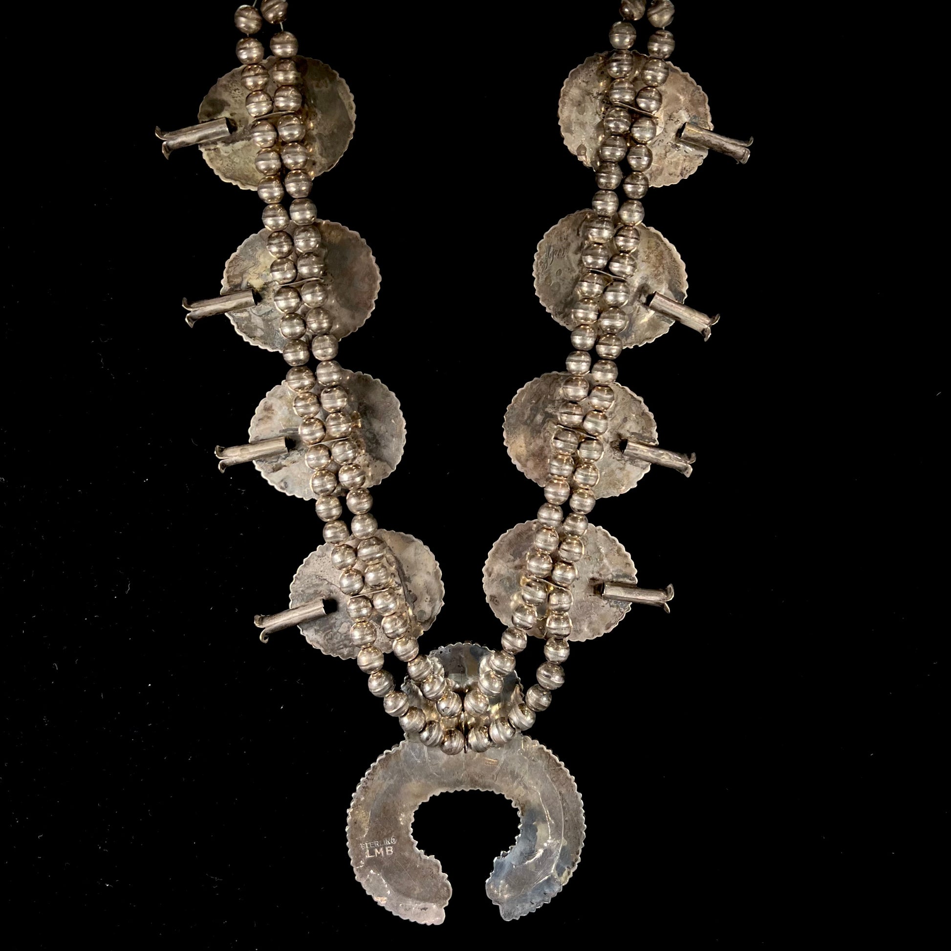 Larry Moses Begay Navajo Squash Blossom Necklace,