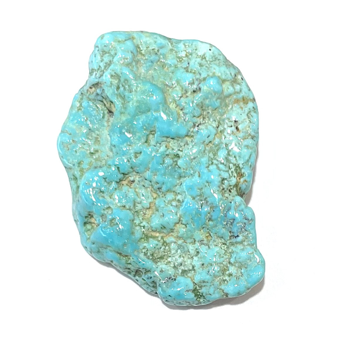 A loose, lightly polished nugget of Sleeping Beauty turquoise.