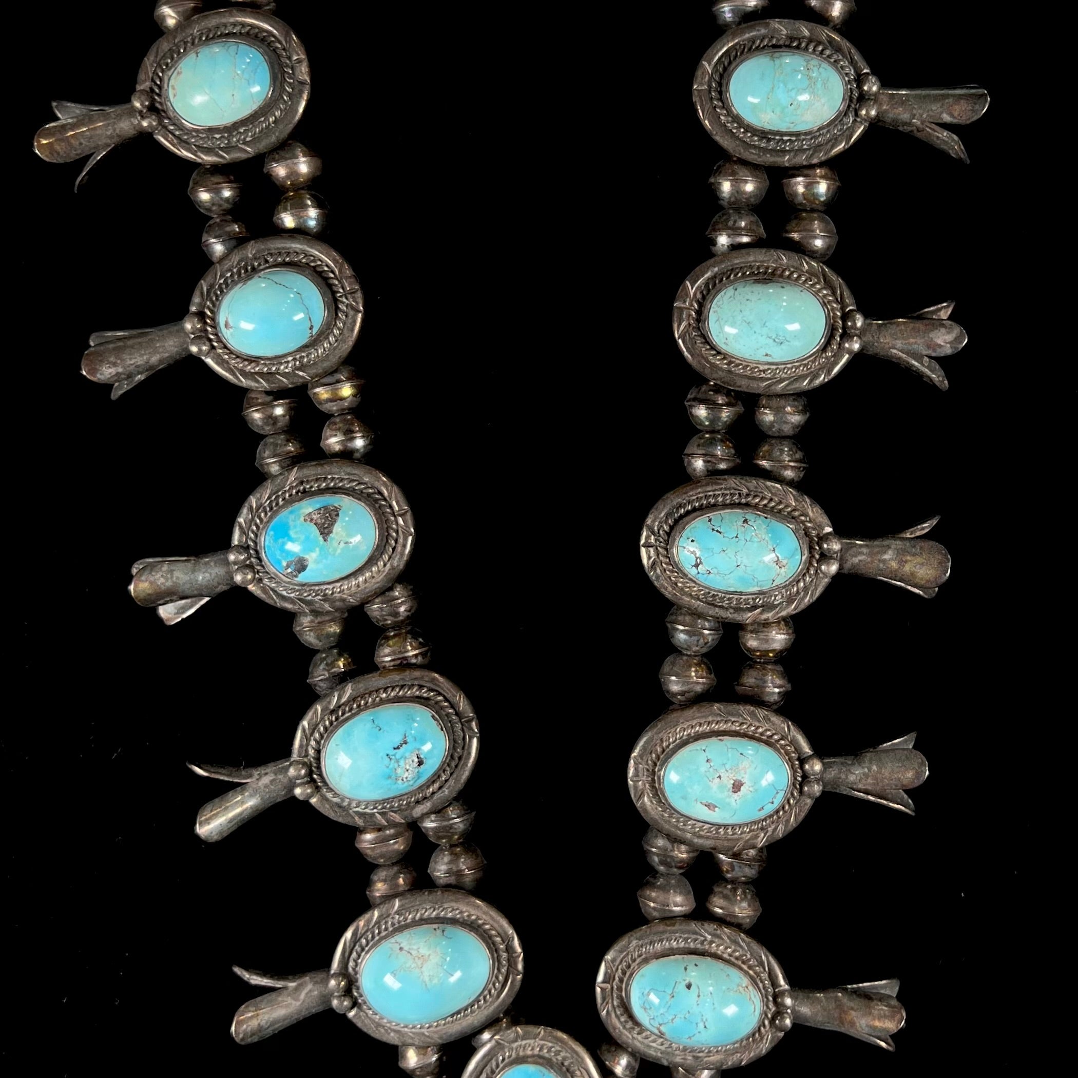 Sleeping beauty turquoise deals squash blossom necklace